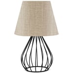 Cotecosy - Lampe de table design filaire Amilda H36cm Métal Noir et Tissu Beige - Beige