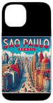 Coque pour iPhone 14 Sao Paulo Souvenirs Brésil Voyage Vintage Retro City Skyline