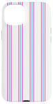 Coque pour iPhone 15 Plus Blanc Rose Bleu rayé Girly Esthétique Preppy Stripe