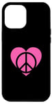 Coque pour iPhone 14 Plus Joli signe de paix rose en forme de cœur