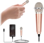 Mini Microphones Pour Karaoké, Mini Microphone, Karaoké Mini Microphone Portable Pour Téléphone, Microphone Filaire En Métal Microphone Vocal Pour Téléphone, Portable, Ordinateur (Or Rose)