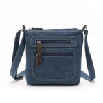 Yogodlns Mode blå jeans axelväskor dam handväska klassisk messenger bag väskor dam cross-body sling bag blue 21cmx22cm