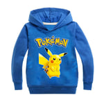 Tecknad Pikachu långärmad hoodie för barn Tröja Jumper Toppar blå blue 130cm