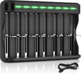 8 Emplacements Rapide LED Chargeur de Piles Universel,Chargeur Piles pour AA/AAA/C/D NI-MH NI-CD Piles Rechargeables avec Port USB