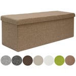 Coffre de Rangement xxl pliante 110x38x38cm incl 2 cloisons 120L Pouf pliable Repose-pieds rectangulaire rembourré 3 places Marron Clair - braun