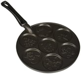 Nordic Ware Holiday Pancake Pan, Cast-Aluminium Pancake Frying Pan, Pancake Pan for 7 Pancakes, Mini Pancake Maker - Black