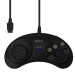 Manette Megadrive Noire 6 boutons 1m Générique Neuve