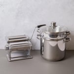 Pasta Making Set with Deluxe Double Cutter Pasta Machine and Pasta Pot with Steamer Insert