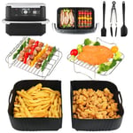 BYKITCHEN Air Fryer Accessories for Ninja Flex Drawer AF500UK 10.4L, 7Pcs Accessories for AF500UK, Including Silicone Liners for AF500UK, Air Fryer Racks with Skewers & Tools for Megazone/Dual Basket