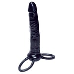 16 Cm Male Black Strap On Double Penetrator Anal Dildo Black Rubber DP Cock Ring