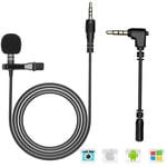 AGPTEK Clip on Microphone, 3.5mm Lavalier Lapel Omnidirectional Condenser Microphone for Android Samsung Sony Huawei Xiaomi Smartphones Mobile Device Computer PC Laptop Mic