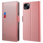 Plånboksfodral Spegel iPhone 15 Plus Rose gold