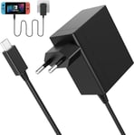 Chargeur Pour Switch Nintendo Adaptateur Switch Lite/Oled/Dock/Manette Pro 39w Usb C 15v/2.6a Adaptateur Support Mode De Tv Et Contrôleur Dock&pro