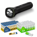 Nödlampssats med 40 AA & 40 AAA GP-batterier | Kraftfull LED-ficklampa & batteripaket för pålitlig användning hemma och utomhus