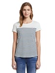 Tom Tailor Denim Women's 1017275 Striped T-shirt with heart print, 21355 - Navy White Stripe, S