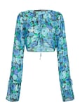 Chiffon Cropped Blouse Tops Blouses Long-sleeved Blue ROTATE Birger Christensen