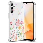 Nuxiady Coque pour Samsung Galaxy A25 5G Silicone Transparente Antichoc Housse TPU Fleur Anti-Rayures Étui Bumper avec Coins Renforcés Cover pour Galaxy A25, Fleur Papillon