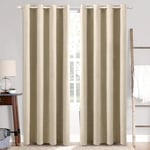 MIULEE Rideaux Opaques Rideaux isolants Thermiques avec Oeillets Rideaux en Lin 100% Opaques Rideaux occultants de Protection Contre Le Froid pour Le Salon Lot de 2, 140 x 260 cm Taupe