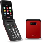 TTfone TT760 Flip 4G Big Button Mobile Phone for the Elderly with Emergency Assistance button Unlocked Basic Mobile Phone (Red, with USB Cable)