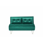 Petit Canapé Banquette Convertible 2 Places Lit d'Appoint en Velours Vert Foncé avec Pieds en Métal Doré Design Glamour Moderne Beliani