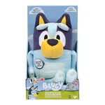 Bluey Peluche Heure du Dodo 33 cm avec Couverture, Appuie sur Le Ventre de pour Entendre 7 répliques (Anglais, français, Espagnol), Chante, Tissu Doux de qualité et Coutures soignées