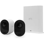 Arlo Ultra 2 - Paket med 2 trådlösa wifi-övervakningskameror - Vit - 4K - 6 månaders batteri - 180° synfält