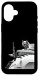 Coque pour iPhone 16 Chat assis sur la moto Hasselblad 501cm 907x et x2d