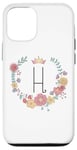 Coque pour iPhone 12/12 Pro Cadeau personalisé pour fillettes thème princesses lettre H