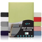 Dreamzie - Drap Housse 70x160-100% Jersey Coton Certifié Oeko Tex - Vert - Linge de Lit avec Coins Elastiques