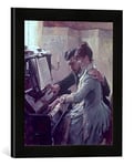 Kunst für Alle 'Encadré Image de Albert Gustav Aristide Inoxydable Felt at The Piano, Art Impression dans Le Cadre de Haute qualité Photos Fait Main, 30 x 40 cm Noir Mat