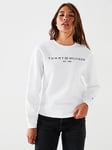 Tommy Hilfiger Logo Crewneck Sweatshirt - White, White, Size Xl = Uk 14, Women