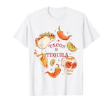 Tacos Tequila Skull Lime Fiesta Mexican Retro Art Design T-Shirt