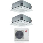 Electric dual split inverter cassette air conditioner 60x60 slz-m 12+12 avec mxz-2f53vf r-32 wi-fi option 12000+12000 - Mitsubishi