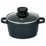 alpina Marmite - Ø16 cm - 1,3 l - Poêle - Cocotte - Tous Feux - avec Couvercle - Passe au Lave-Vaisselle - Noir