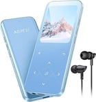 AGPTEK 32Go MP3 Bluetooth 5.3 avec Haut-Parleur, 2.4" Grand Écran Lecteur Musical en Métal Son sans Perte avec Bouton Tactile/Radio FM/Enregistreur Line-in, Baladeur Sport Support Carte 128G-Bleu