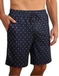 Demegimi Short Pyjama Homme Homme Coton Pantalon Shorts avec Poches Bermuda Court Bas de Pyjama Homme de Nuit Élastique Ajustable Pyjama Short à Motif(Bleu Foncé,XL)