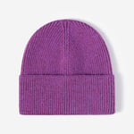 (Säädettävä-violetti)Neulottu Pipo Naisten Hattu Talvi Syksy Paksu Lämmin Skullies Pipot Unisex Casual Bonnet Hat Tytöt Miesten Pipo Naisten Lippalakki