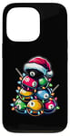 Coque pour iPhone 13 Pro Queue de billard en poils de boule de billard Chapeau de Noël