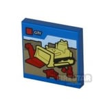 Printed Tile 2x2 - LEGO City Box - Bulldozer