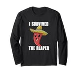 I Survived Carolina Reaper Spicy Chili Red Pepper Hot Sauce Long Sleeve T-Shirt