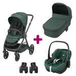 Maxi Cosi Pack poussette trio Oxford + nacelle Oria coque pebble 360 Pro Essential Green