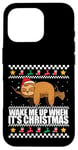 Coque pour iPhone 16 Pro RÉVEILLE-MOI QUAND C'EST NOËL ! Meme Sloth Santa Ugly