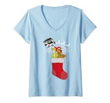 Womens Christmas Scooby Doo Shaggy Stocking Reindeer Mystery Van V-Neck T-Shirt