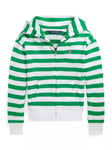 Ralph Lauren Kids' Striped Zip Through Hooded Cardigan, Green