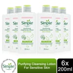 6 x 200ml Simple Kind To Skin Purifying Cleansing Lotion for Sensitive Skin