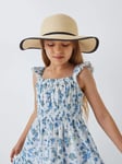 John Lewis Kids' Straw Rim Hat, Natural/Black