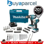 Makita 18v Combi Hammer Drill & Impact Driver Twin Pack Cordless + 74 piece Set