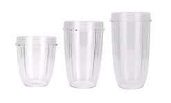 Invero Set of 3 Replacement Clear Cup Mug Jars for NutriBullet 600W and NutriBullet Pro 900W Blender Juicer Mixer (18oz, 24oz, 32oz)