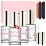 Saviland Dip Powder Liquid Set 15ml: 10pcs with Foundation Gel/ Top Coat/ Activator/ Brush Saver/ Nail Tools, Dip Powder Nail Kit, Dipping Powder for French Nails, Long Lasting and No Nail Lamp Needed