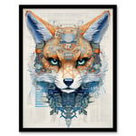 Gods Blueprint The Fox Unclassified Document Robot Hybrid Secret Military Schematic Futuristic Arcane Manuscript Gift For Him Man Cave Art Print Frame